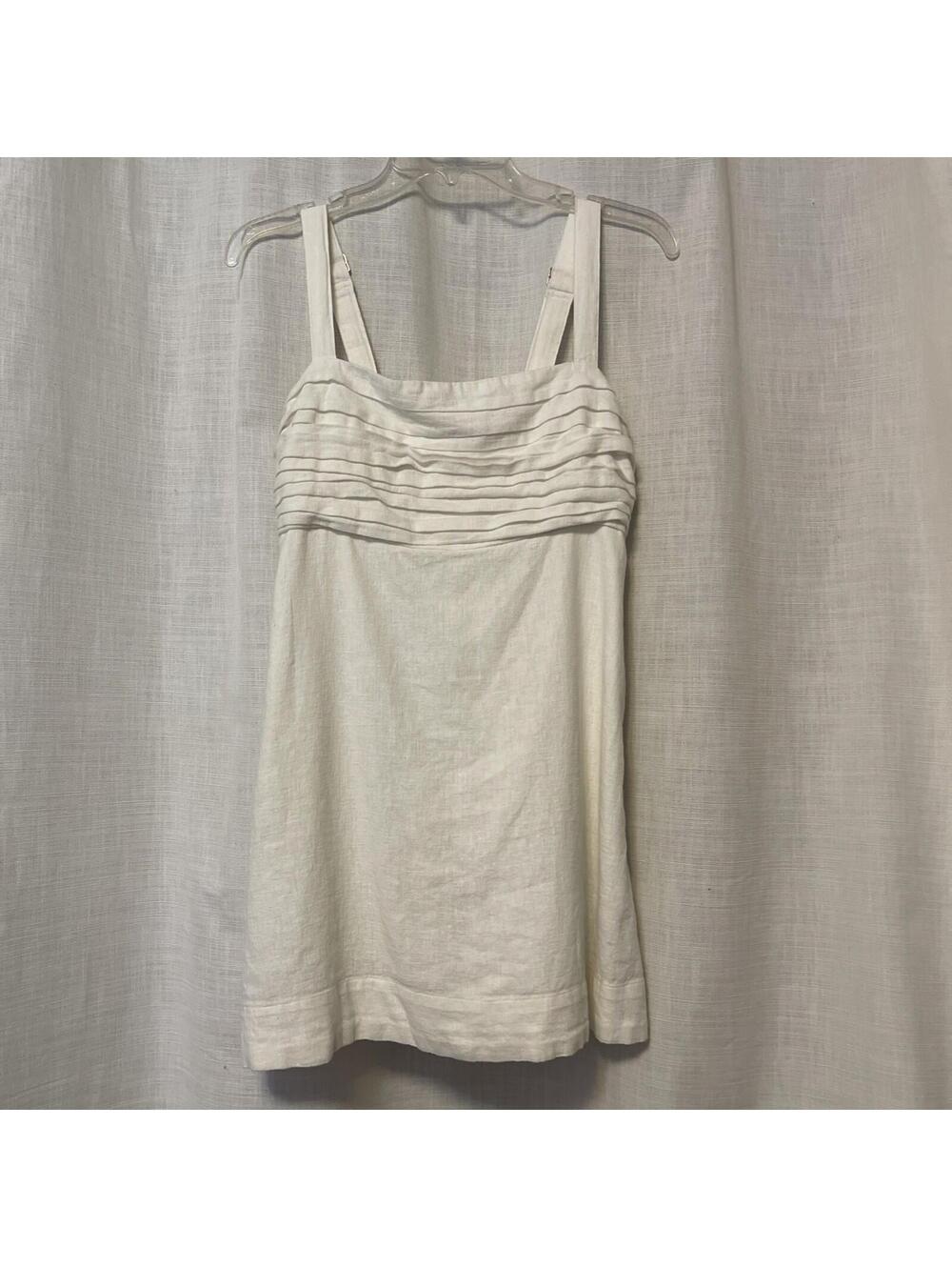 Abercrombie &fitch Linen Cotton Ivory Strappy Romper Dress W Pockets Sz Med